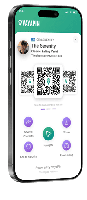 Smartphone showing a digital business card with a QR code