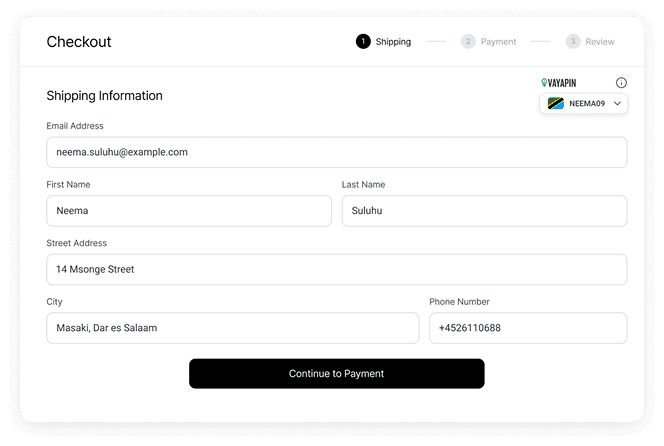 store checkout form with autofill