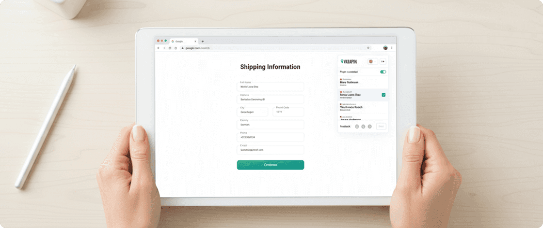 hands holding tablet