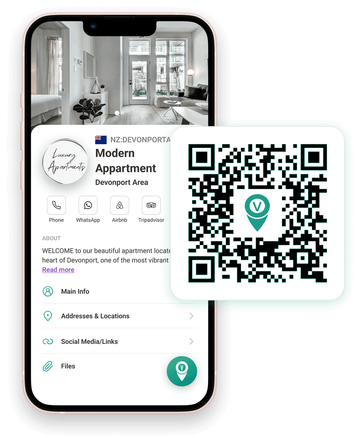 VayaPin mobile app showing a QR code